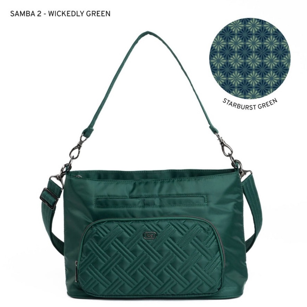Lug WICKEDLY GREEN Samba 2 Women's Crossbody Bag Built-in Wallet Christmas